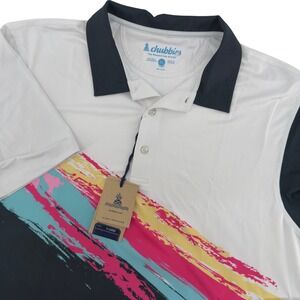 NEW Chubbies Mens XL Performance Polo Shirt Graphic Brushstroke Retro